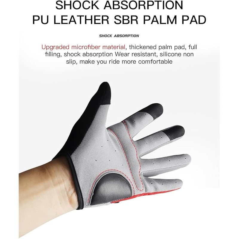 Fullfinger Cycling Gloves for Men Women, Touchscreen Full Finger Bike Gloves for Men Cycling, Paded MTB Glove Biking Glove for Men Bicycle Accessories - Image 3